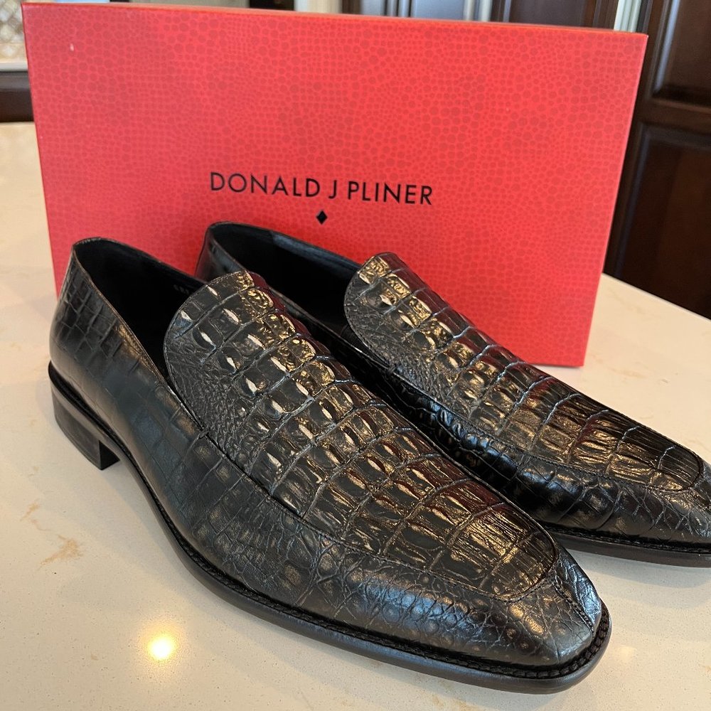 New Donald J. Pliner Men's Gregg Loafer Size 11 Black/ Silver